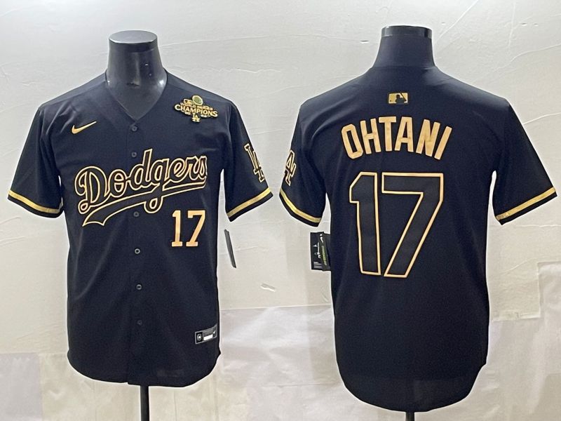 Men 2025 Los Angeles Dodgers #17 Ohtani Black Gold Five generations Nike MLB Jersey style 11->los angeles dodgers->MLB Jersey